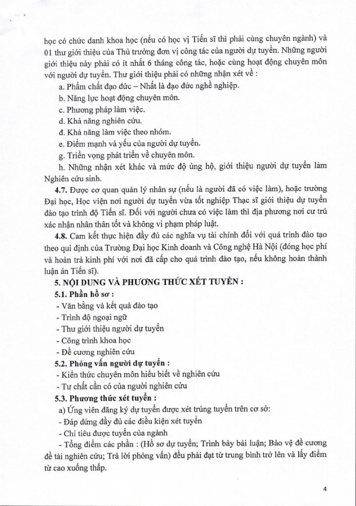 Những thông tin tuyển sinh cơ bản: 4 Những thông tin tuyển sinh cơ bản: 4